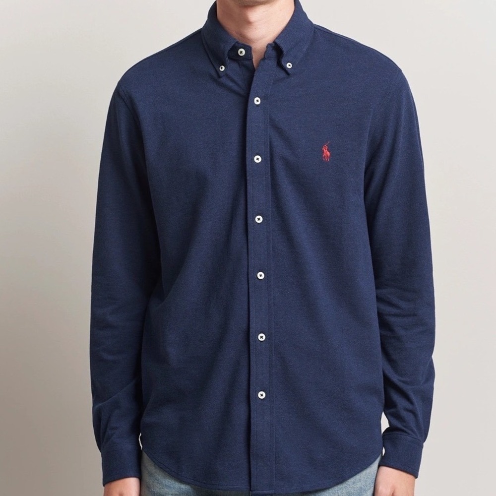 Ralph Lauren Men's Navy Blue Featherweight Mesh Button Down Size XL - Picture 1 of 8